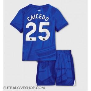 Dres Chelsea Moises Caicedo #25 Domáci pre deti 2025-26 Krátky Rukáv (+ trenírky)